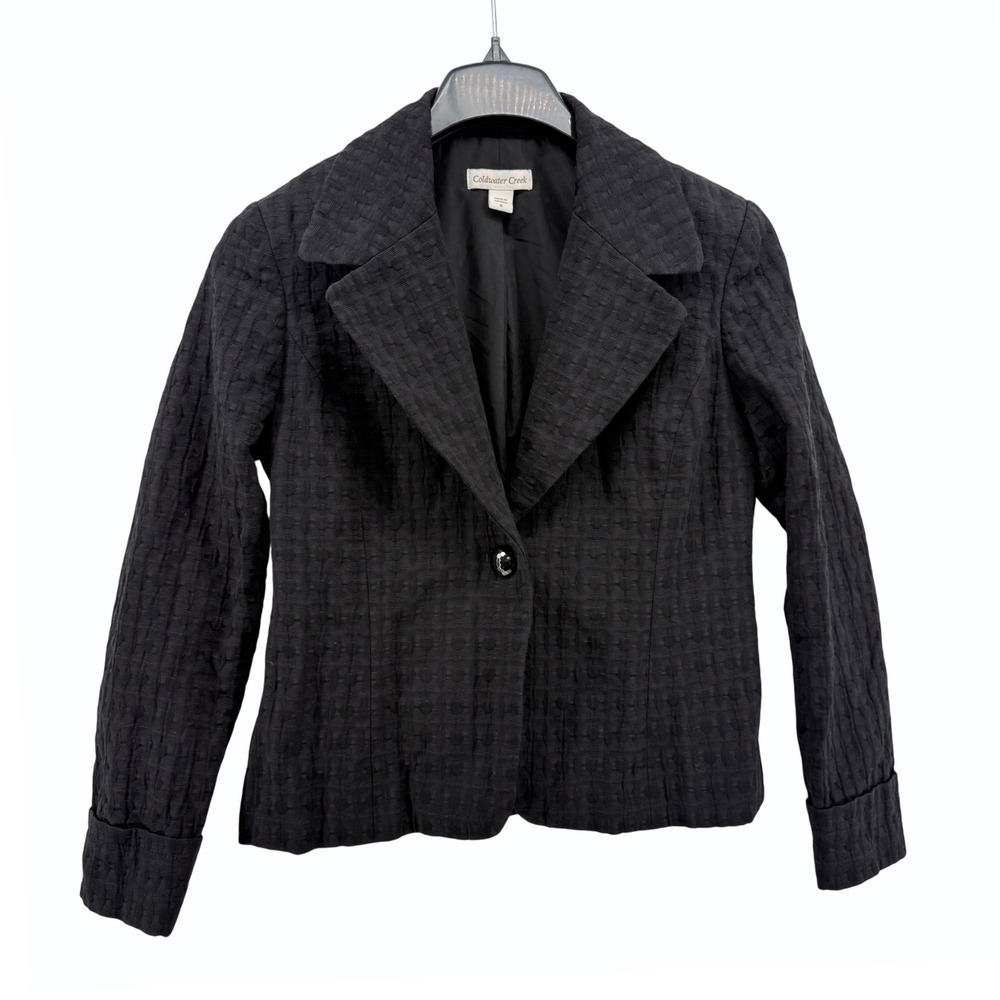 Coldwater Creek Blazer Womens 8 Pre-Owned Blazer Black Textured Jacquard Lined